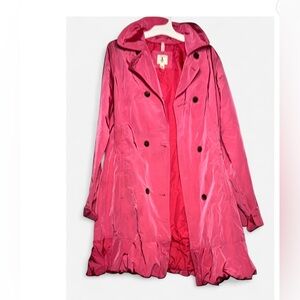 Lands' End Bright Pink Ruffle Trench Coat